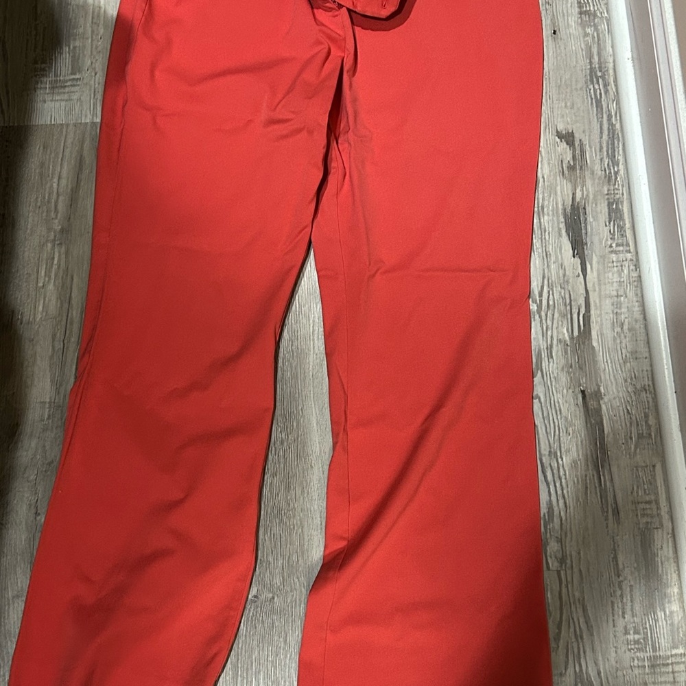 Coral Wide Leg Pants with Elastic Waistband